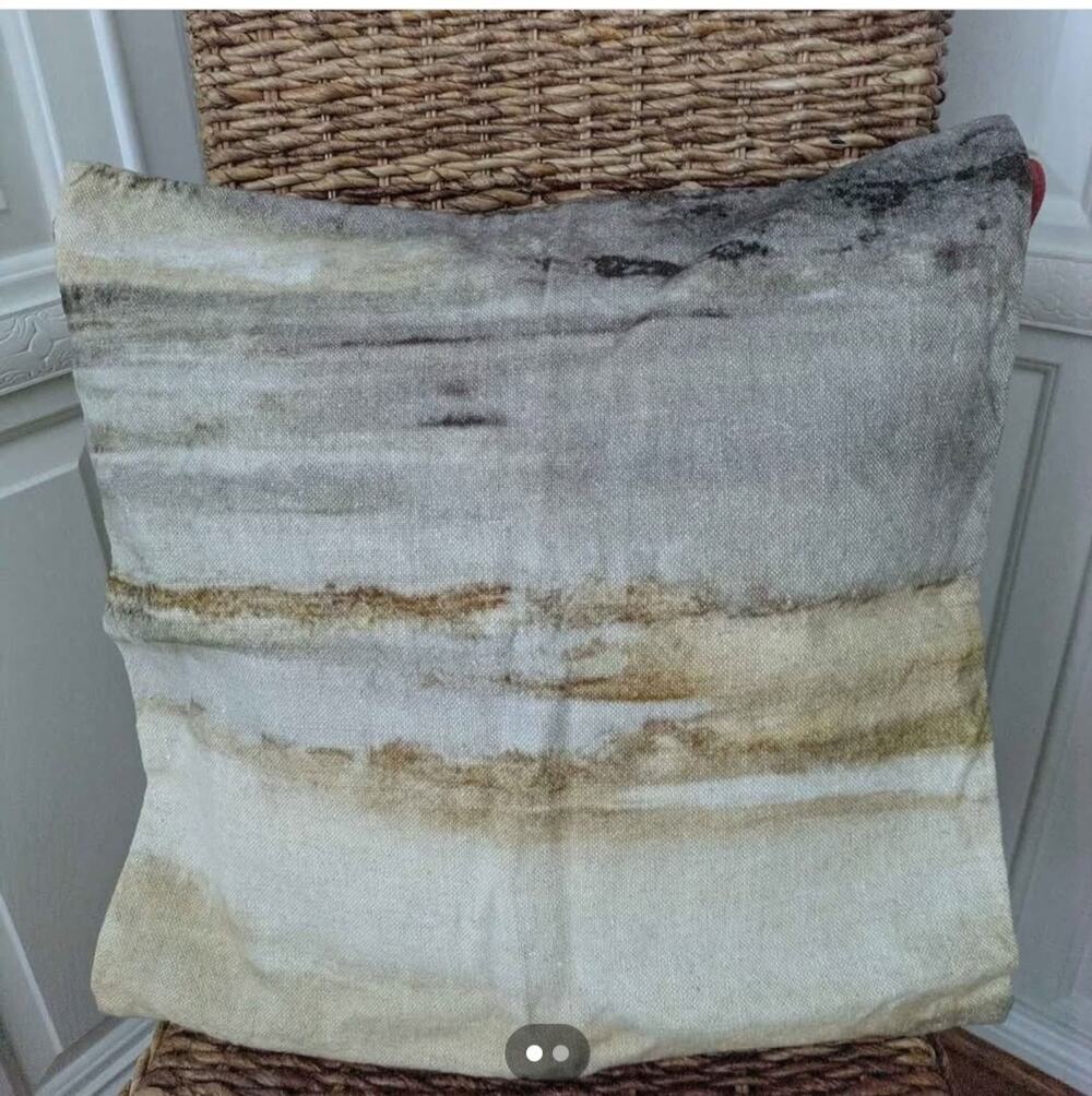 Pottery Barn Sienna Painted Watercolor Pillow Covers 20x20 Set of 2 Neutral
